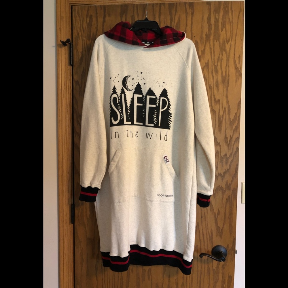 Sleep in the Wild Cream Hooded Pullover Dress